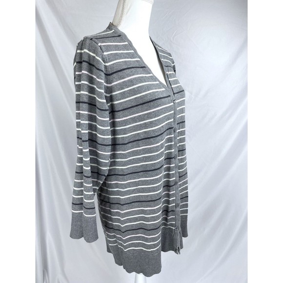 Torrid Women Size 2 Grey Stripe Cardigan Sweater Long Sleeve Button - Picture 5 of 8
